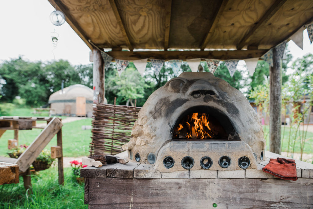Cob Pizza oven on the glamping site