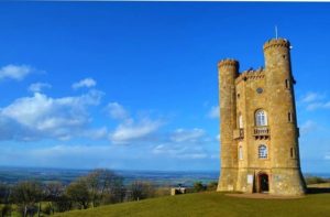 Low cost children's activities near Chipping Campden - Broadway Tower against blue skies