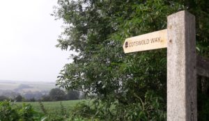 Cotswold Way footpath wooden signpost