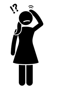 graphic of woman with questionmark
